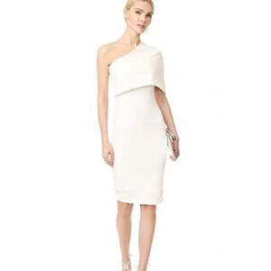 MICHELLE MASON Asymmetrical Cocoon Dress In Ivory size medium